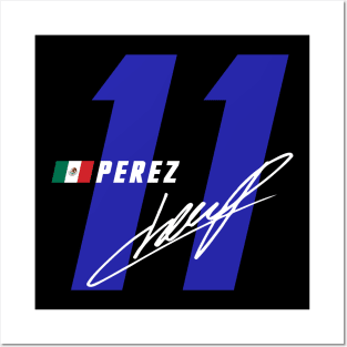 Sergio Perez 11 Signature Number Posters and Art